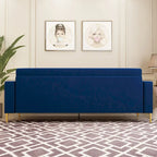 Canapé deux places moderne en velours capitonné avec coussins amovibles - 217,8 cm (P) x 77 cm (L) x 77,5 cm (H)