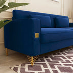 Canapé deux places moderne en velours capitonné avec coussins amovibles - 217,8 cm (P) x 77 cm (L) x 77,5 cm (H)