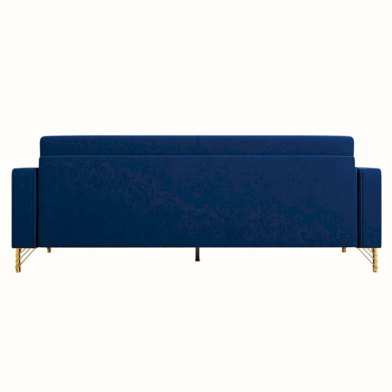 Canapé deux places moderne en velours capitonné avec coussins amovibles - 217,8 cm (P) x 77 cm (L) x 77,5 cm (H)