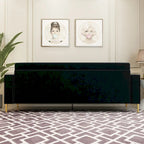 Canapé deux places moderne en velours capitonné avec coussins amovibles - 217,8 cm (P) x 77 cm (L) x 77,5 cm (H)