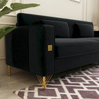 Canapé deux places moderne en velours capitonné avec coussins amovibles - 217,8 cm (P) x 77 cm (L) x 77,5 cm (H)