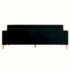 Canapé deux places moderne en velours capitonné avec coussins amovibles - 217,8 cm (P) x 77 cm (L) x 77,5 cm (H)