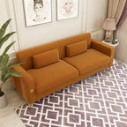 Canapé deux places moderne en velours capitonné avec coussins amovibles - 217,8 cm (P) x 77 cm (L) x 77,5 cm (H)