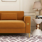 Canapé deux places moderne en velours capitonné avec coussins amovibles - 217,8 cm (P) x 77 cm (L) x 77,5 cm (H)