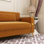 Canapé deux places moderne en velours capitonné avec coussins amovibles - 217,8 cm (P) x 77 cm (L) x 77,5 cm (H)