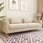 Canapé deux places moderne en velours capitonné avec coussins amovibles - 217,8 cm (P) x 77 cm (L) x 77,5 cm (H)