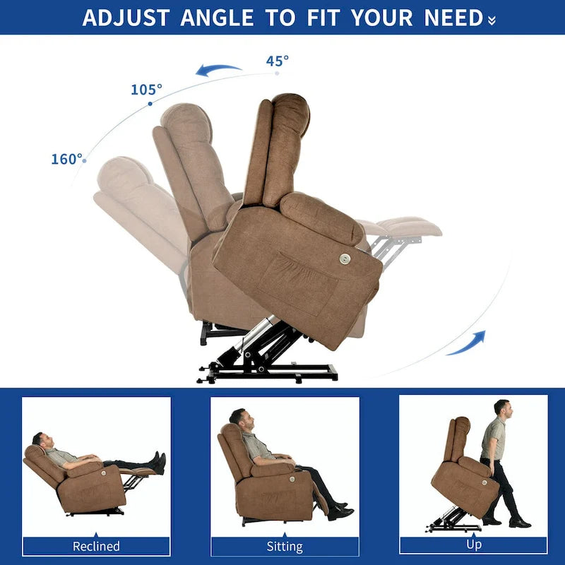 Fauteuil inclinable massant et chauffant en flanelle Moasis