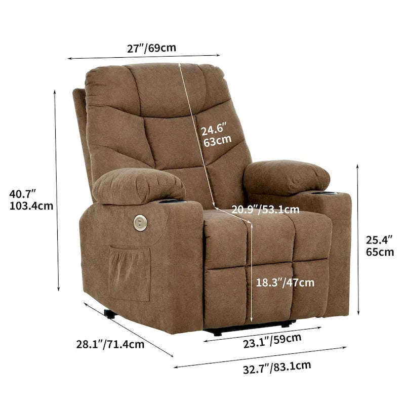 Fauteuil inclinable massant et chauffant en flanelle Moasis