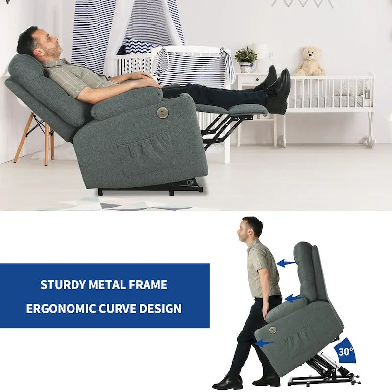 Fauteuil inclinable massant et chauffant en flanelle Moasis