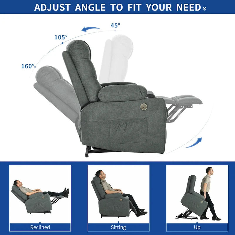 Fauteuil inclinable massant et chauffant en flanelle Moasis