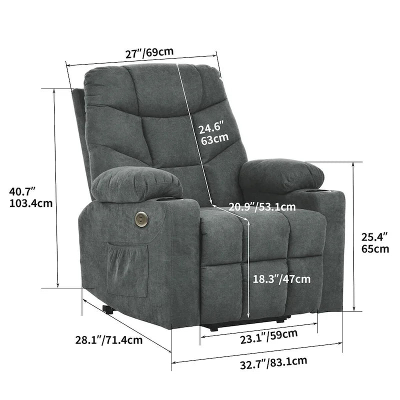 Fauteuil inclinable massant et chauffant en flanelle Moasis