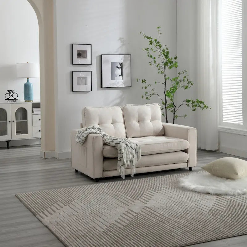 Canapé-lit convertible en velours 3 places avec lit gigogne