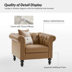 Fauteuil Faustina traditionnel capitonné avec pieds en bois massif par HULALA HOME