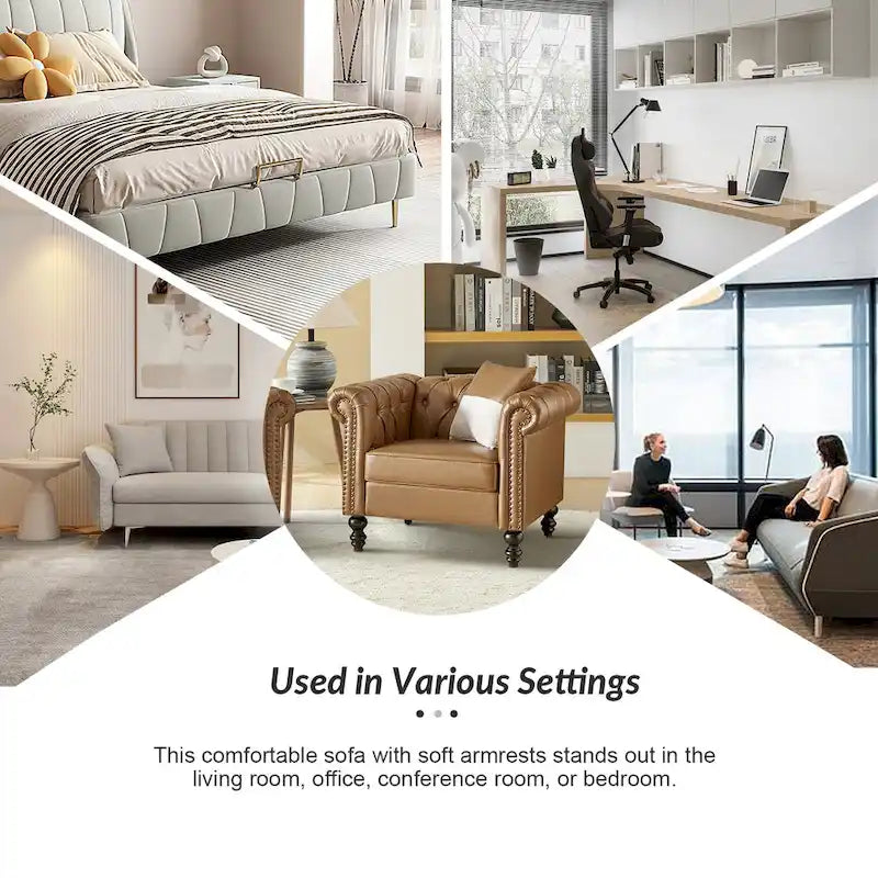 Fauteuil Faustina traditionnel capitonné avec pieds en bois massif par HULALA HOME