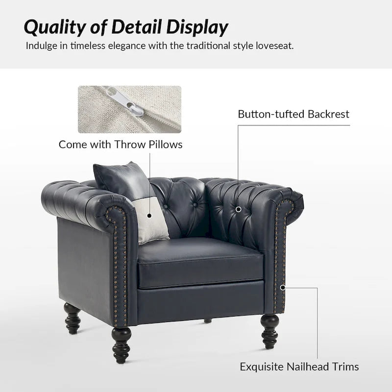 Fauteuil Faustina traditionnel capitonné avec pieds en bois massif par HULALA HOME