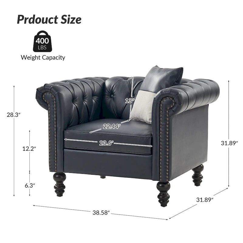 Fauteuil Faustina traditionnel capitonné avec pieds en bois massif par HULALA HOME