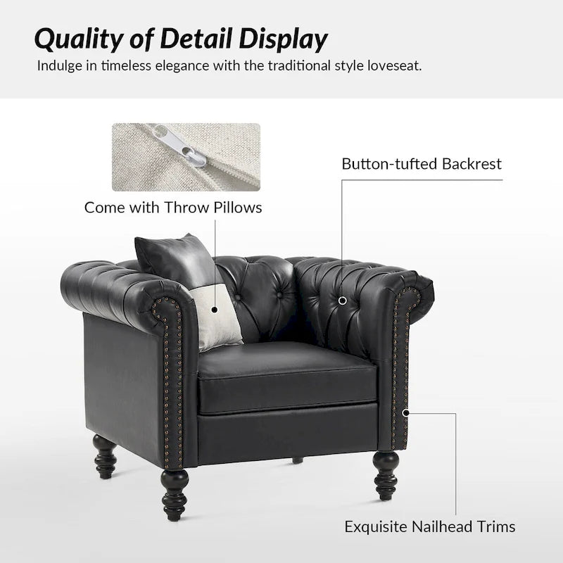 Fauteuil Faustina traditionnel capitonné avec pieds en bois massif par HULALA HOME