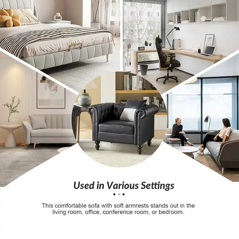 Fauteuil Faustina traditionnel capitonné avec pieds en bois massif par HULALA HOME