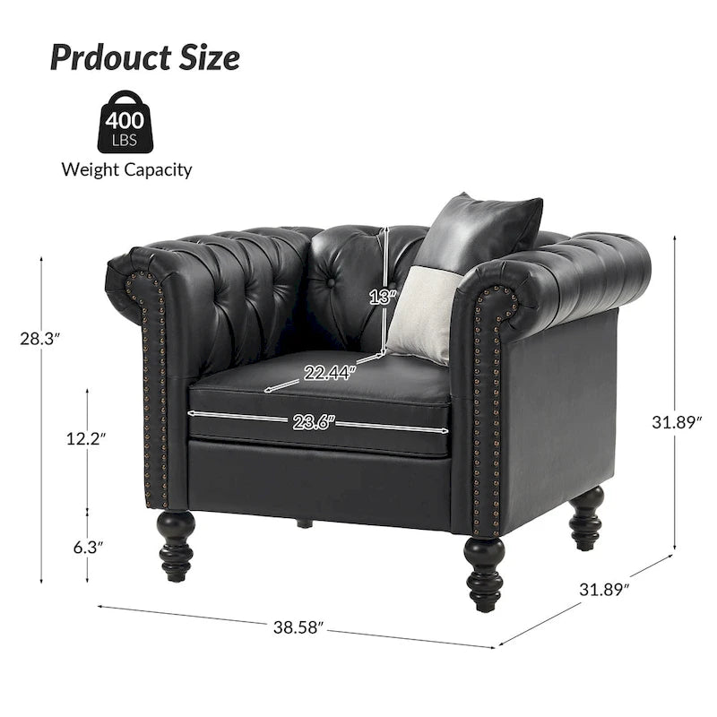 Fauteuil Faustina traditionnel capitonné avec pieds en bois massif par HULALA HOME