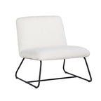 Fauteuil d'appoint sans accoudoirs Ciao de 66 cm, revêtement Teddy ivoire doux, structure en acier noir