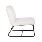 Fauteuil d'appoint sans accoudoirs Ciao de 66 cm, revêtement Teddy ivoire doux, structure en acier noir