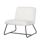 Fauteuil d'appoint sans accoudoirs Ciao de 66 cm, revêtement Teddy ivoire doux, structure en acier noir