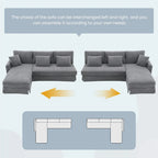 Canapé d'angle convertible moderne 4 places avec méridienne réversible et coussins