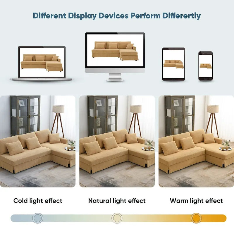 Canapé d'angle convertible moderne 4 places avec méridienne réversible et coussins