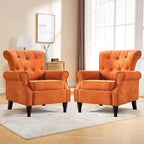 HOMYKA Floral Upholstered Accent Rolled ArmChair With Nailhead Trim Set of 2