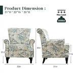 Fauteuil d'appoint rembourré à motif floral HOMYKA, accoudoirs roulés et garniture cloutée, lot de 2