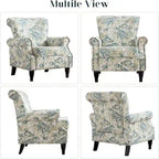 Fauteuil d'appoint rembourré à motif floral HOMYKA, accoudoirs roulés et garniture cloutée, lot de 2