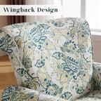 Fauteuil d'appoint rembourré à motif floral HOMYKA, accoudoirs roulés et garniture cloutée, lot de 2