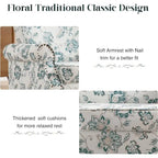 Fauteuil d'appoint rembourré à motif floral HOMYKA, accoudoirs roulés et garniture cloutée, lot de 2