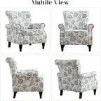 Fauteuil d'appoint rembourré à motif floral HOMYKA, accoudoirs roulés et garniture cloutée, lot de 2