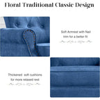 Fauteuil d'appoint rembourré à motif floral HOMYKA, accoudoirs roulés et garniture cloutée, lot de 2