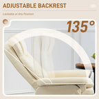 Fauteuil inclinable pivotant HOMCOM avec repose-pieds et pouf, revêtement en similicuir, base enveloppée, blanc crème