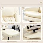 Fauteuil inclinable pivotant HOMCOM avec repose-pieds et pouf, revêtement en similicuir, base enveloppée, blanc crème
