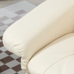 Fauteuil inclinable pivotant HOMCOM avec repose-pieds et pouf, revêtement en similicuir, base enveloppée, blanc crème