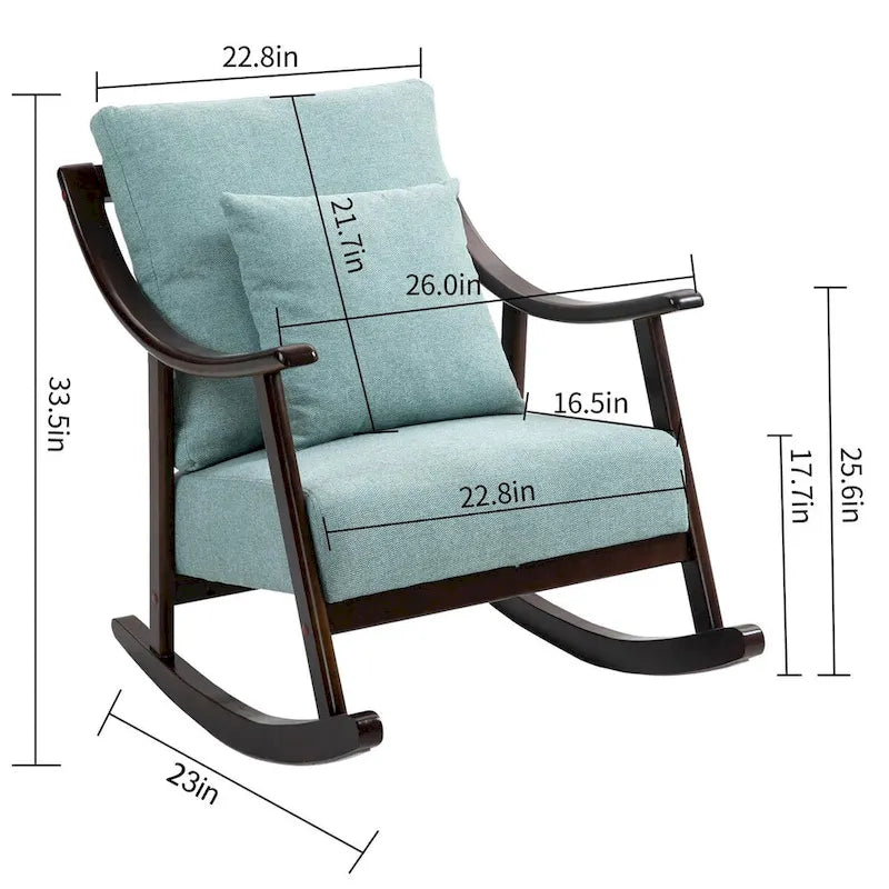 Fauteuil à bascule moderne recouvert de tissu tissé avec structure en bois massif