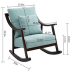 Fauteuil à bascule moderne recouvert de tissu tissé avec structure en bois massif