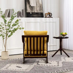 Fauteuil à bascule moderne recouvert de tissu tissé avec structure en bois massif