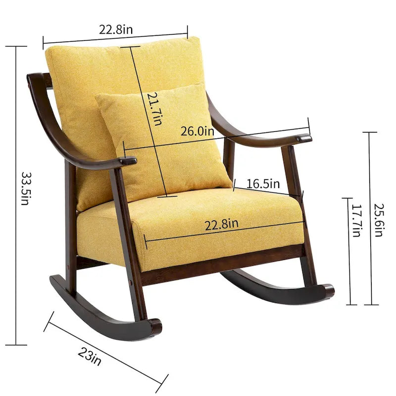 Fauteuil à bascule moderne recouvert de tissu tissé avec structure en bois massif
