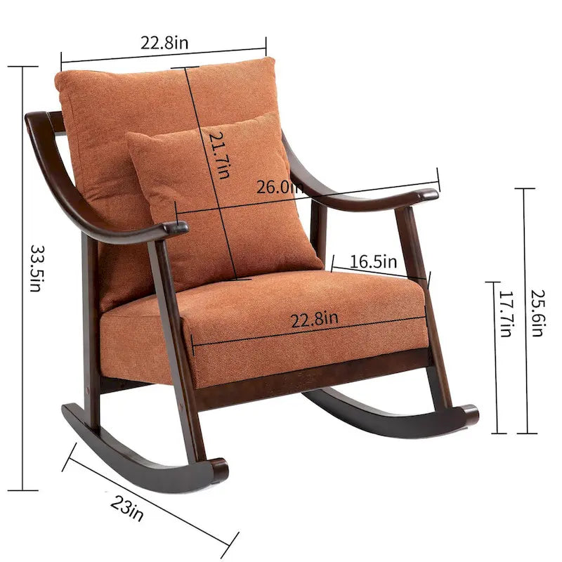 Fauteuil à bascule moderne recouvert de tissu tissé avec structure en bois massif