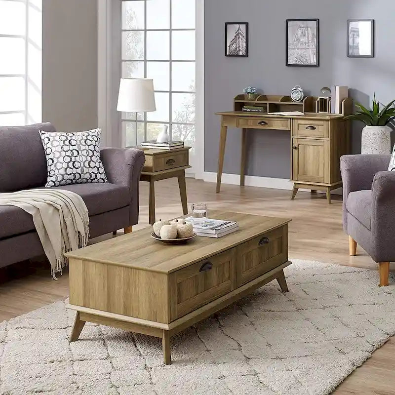 Table basse centrale Caffoz avec deux tiroirs entièrement extensibles