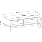 Table basse centrale Caffoz avec deux tiroirs entièrement extensibles
