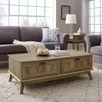 Table basse centrale Caffoz avec deux tiroirs entièrement extensibles