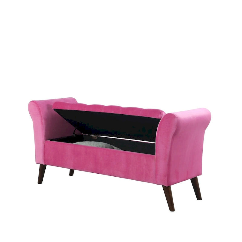 Banc de rangement capitonné Collette de 63,5 cm avec accoudoirs