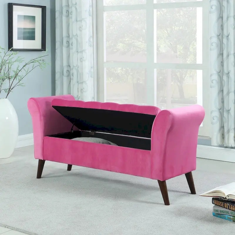 Banc de rangement capitonné Collette de 63,5 cm avec accoudoirs
