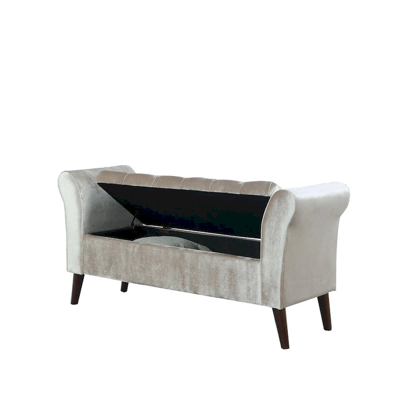 Banc de rangement capitonné Collette de 63,5 cm avec accoudoirs