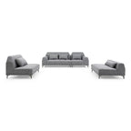 Grand canapé d'angle moderne amovible en tissu gris avec coussins
